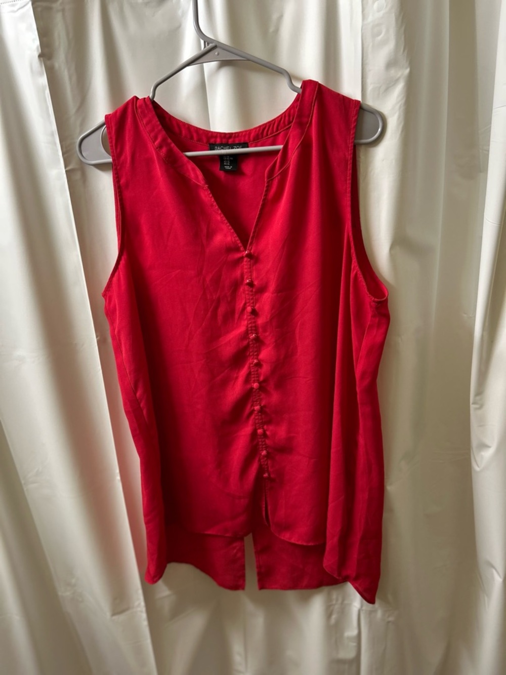 Rachel Zoe Red Sleeveless V-Neck Button-Front Camisole